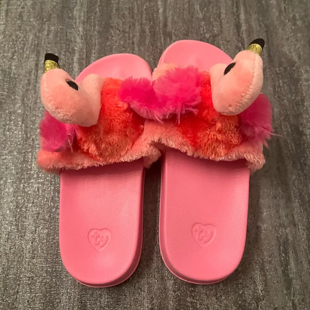 TY flamingo animal slippers